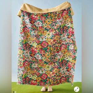 Anthropologie Sarah Campbell Flowerbed Throw Couch Picnic Blanket NWT